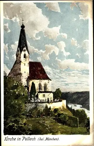 Künstler Ak Diemer, Zeno, Pullach in Bayern, Kirche