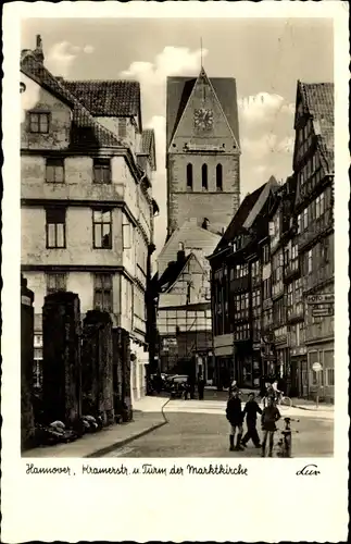 Ak Hannover in Niedersachsen, Kramerstraße, Turm der Marktkirche