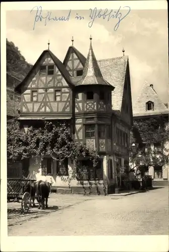 Foto Ak Bacharach am Rhein, Fachwerkhaus