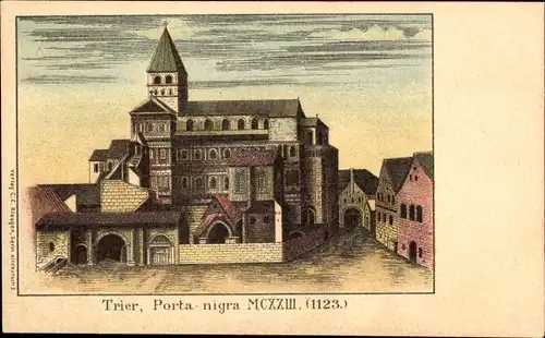 Litho Trier an der Mosel, Porta Nigra im Jahr 1123