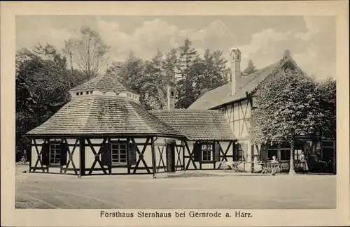 Ak Gernrode Quedlinburg im Harz, Forsthaus Sternhaus, Gesamtansicht, Fachwerk