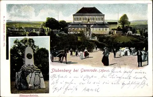 Ak Gernrode Quedlinburg im Harz, Stubenberg, Bismarckstein, Kutsche