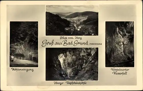 Ak Bad Grund im Harz, Tropfsteinhöhle, Versteinerter Wasserfall, Iberg