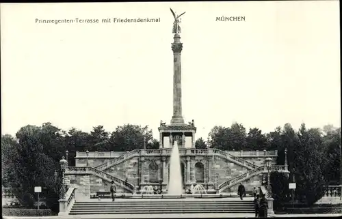 Ak München, Prinzregenten-Terrasse mit Friedensdenkmal