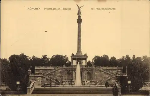 Ak München, Prinzregenten-Terrasse mit Friedensdenkmal