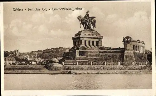 Ak Koblenz am Rhein, Deutsches Eck, Kaiser-Wilhelm-Denkmal