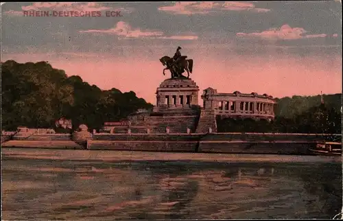 Ak Koblenz am Rhein, Kaiser-Wilhelm-Denkmal, Deutsches Eck