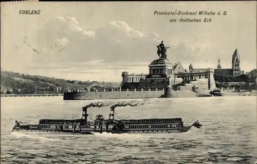 Ak Koblenz am Rhein, Provinzial-Denkmal Wilhelm d. G. am deutschen Eck