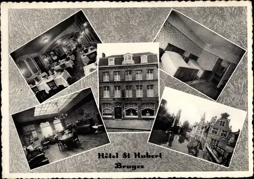 Ak Bruges Brügge Flandern Westflandern, Hotel St Hubert, innen und aussen