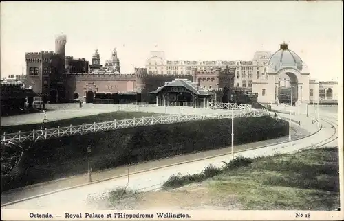 Ak Ostende Ostende Westflandern, Königspalast und Wellington Hippodrome