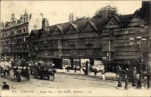 Ak Holborn Camden London England, Staple Inn, alte Häuser