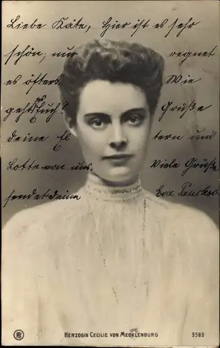 Ak Herzogin von Mecklenburg, Kronprinzessin Cecilie von Preußen