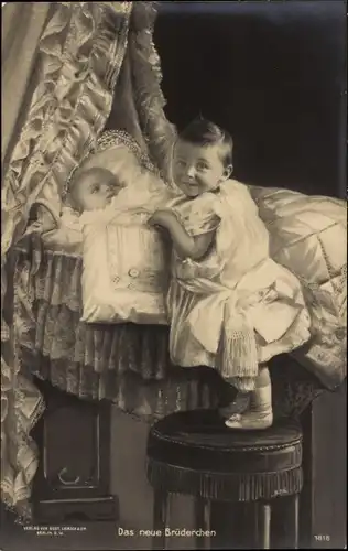 Ak Das neue Brüderchen, Prinz Wilhelm von Preußen, Louis Ferdinand, Wiege, Liersch 1818