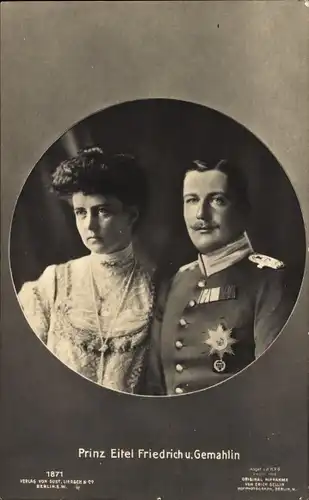 Passepartout Ak Eitel Friedrich Prinz von Preußen, Sophie Charlotte von Oldenburg