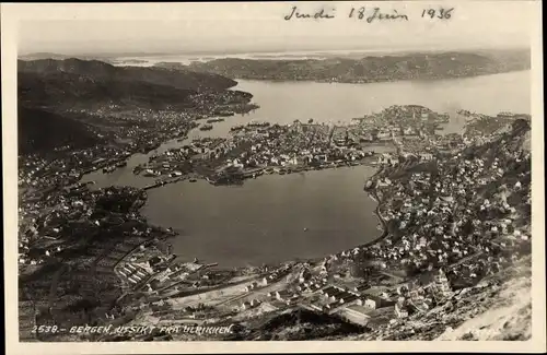 Ak Bergen Norwegen, Utsikt fra Ulrikken