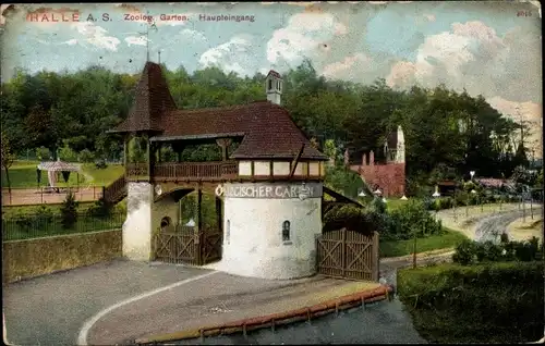 Ak Halle an der Saale, Zoologischer Garten, Haupteingang