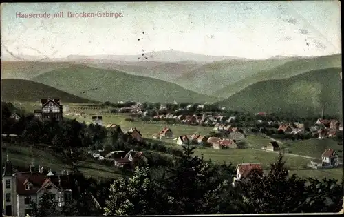 Ak Hasserode Wernigerode am Harz, Panoramablick, Brocken