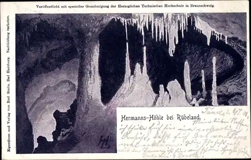 Künstler Ak Rübeland Oberharz am Brocken, Hermanns Höhle