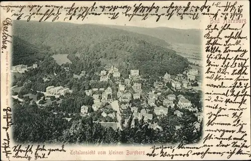 Ak Bad Harzburg am Harz, Gesamtansicht, Blick vom kleinen Burgberg