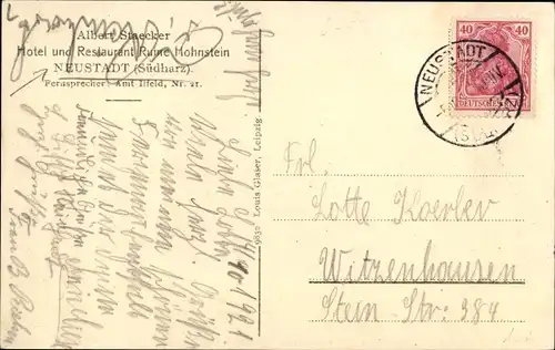 Ak Neustadt am Harz in Thüringen, Weg zur Ruine, Restaurant Ruine Hohnstein, Tore