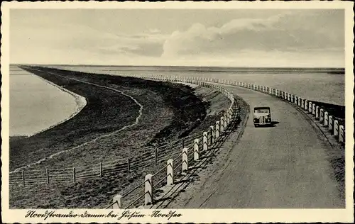 Ak Husum in Nordfriesland, Straßenpartie, Automobil, Damm