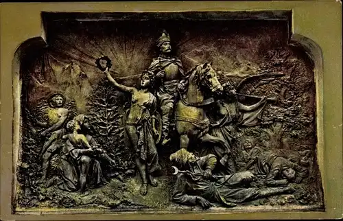 Ak Ragusa Dubrovnik Kroatien, Relief am Denkmal der Gundulie, III. König Vladislav