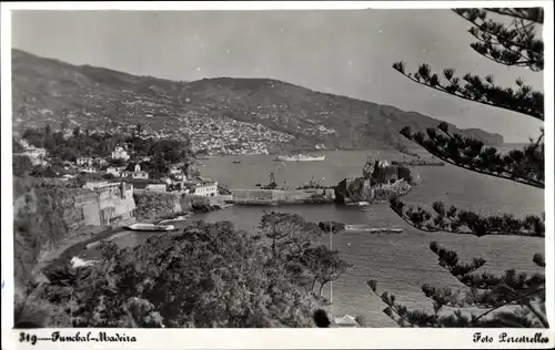 Ak Funchal Insel Madeira Portugal, Gesamtansicht, Küste