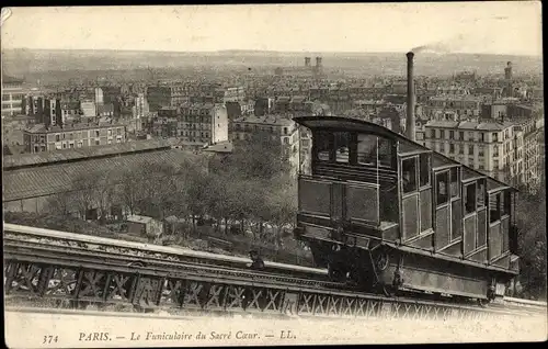 Ak Paris XVIII. Montmartre, Standseilbahn Sacré-Coeur