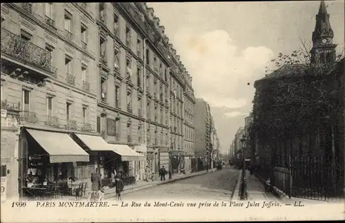 Ak Paris XVIII. Montmartre, Rue du Mont Cenis, Blick vom Place Jules Joffrin