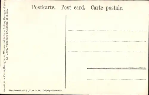 Ak Cairo, Orangen- und Wasserverkäufer, Ägyptische Tracht, Handel