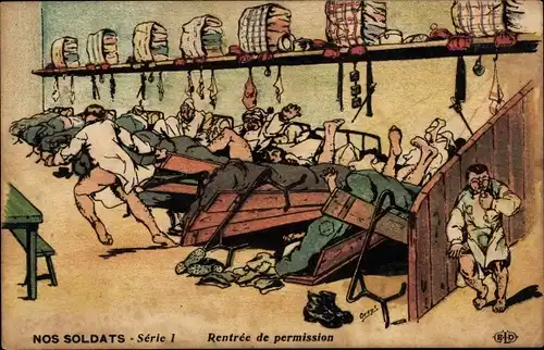 Künstler Ak Unsere Soldaten, wieder im Urlaub