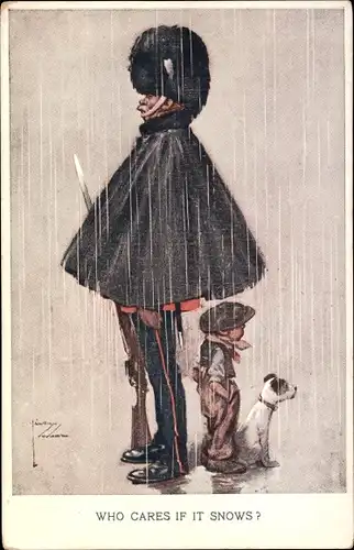 Künstler Ak Wood, Lawson, Wachposten, Junge, Hund