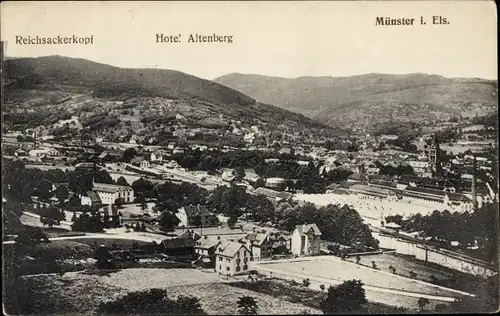Ak Munster Münster Elsass Haut Rhin, Reichsackerkopf, Hotel Altenberg, Panorama