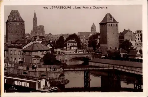 Ak Straßburg Elsaß Bas Rhin, Die überdachten Brücken