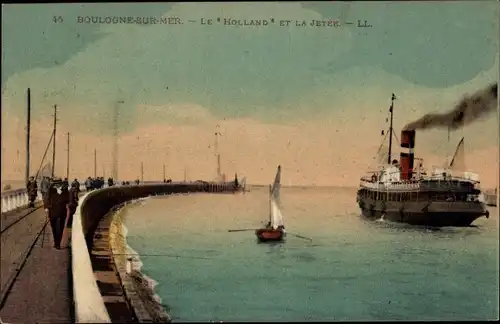 Ak Boulogne sur Mer Pas de Calais, Le Holland, La Jetee