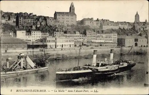 Ak Boulogne sur Mer Pas de Calais, La Malle, Hafen