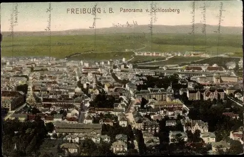 Ak Freiburg im Breisgau, Panorama, Schlossberg