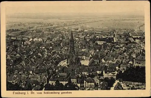 Ak Freiburg im Breisgau, Totalansicht, Gesamtansicht, Schlossberg