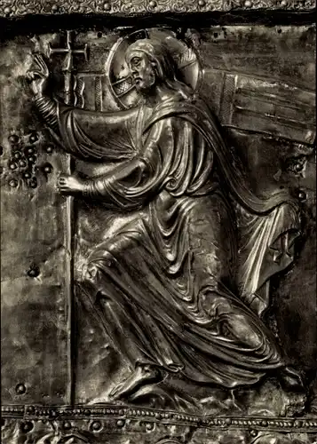 Ak Freiburg im Breisgau, Münster U.L.Fr., Böcklin-Kreuz-Detail, 18. Jahrhundert, Christus