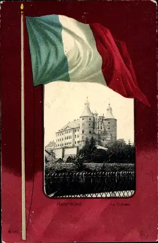 Passepartout Ak Montbéliard Doubs, Schloss, Fahne