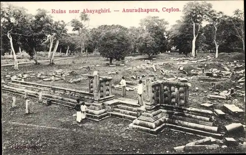 Ak Anuradhapura Ceylon Sri Lanka, View of the Ruins, Ansicht von den Tempelruinen