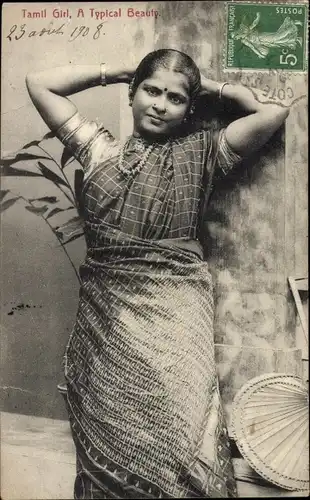 Ak Ceylon Sri Lanka, Tamil Girl, A typical Beauty