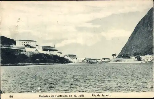 Ak Rio de Janeiro Brasilien, Baterias da Fortaleza de S. Joao