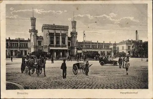 Ak Wrocław Breslau Schlesien, Hauptbahnhof