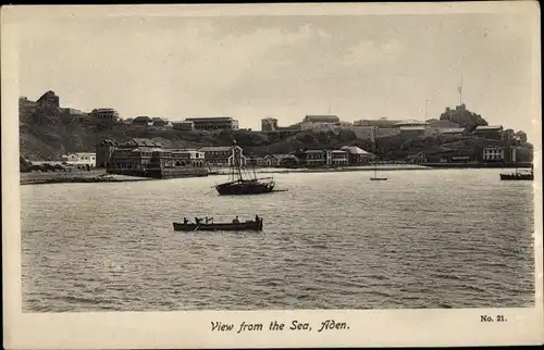Ak Aden Jemen, Blick vom Meer aus