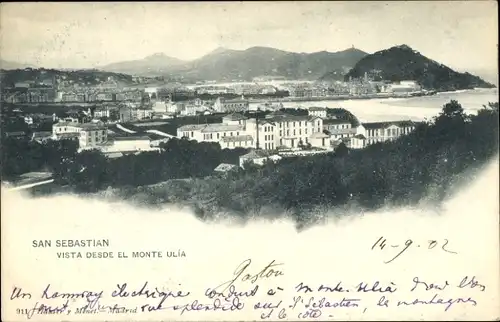 Ak Donostia San Sebastián Baskenland, Gesamtansicht vom Berg Ulia