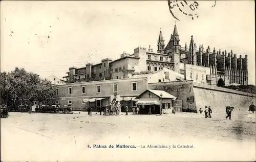 Ak Palma de Mallorca Balearen, La Almudaina und die Kathedrale