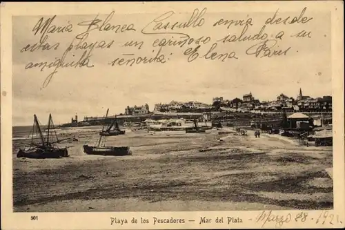 Ak Mar del Plata Argentinien, Playa de los Pescadores, Strandpartie