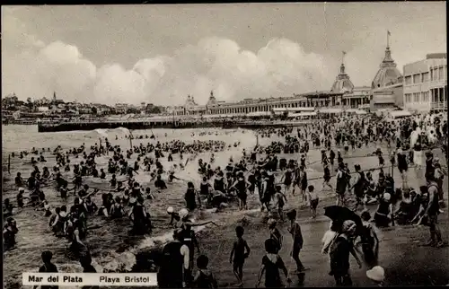 Ak Mar del Plata Argentinien, Playa Bristol, Strandleben