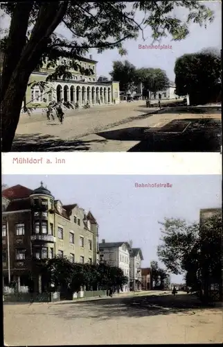 Ak Mühldorf am Inn Oberbayern, Bahnhofplatz, Bahnhofstraße, Zigarrenhaus